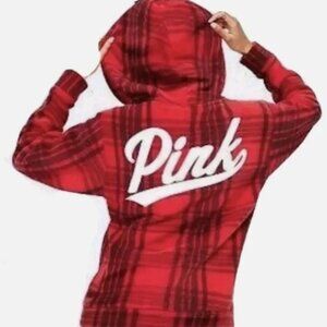 PINK VS RARE HTF!! Polar Fleece Buffalo Chck Plaid Red/Black Logo
